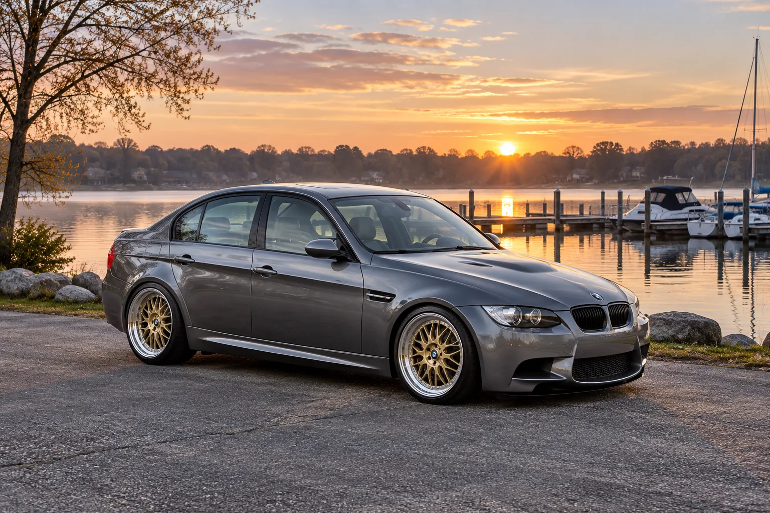 AI-generated view of a 2011 BMW M3 Sedan with BBS LM wheels