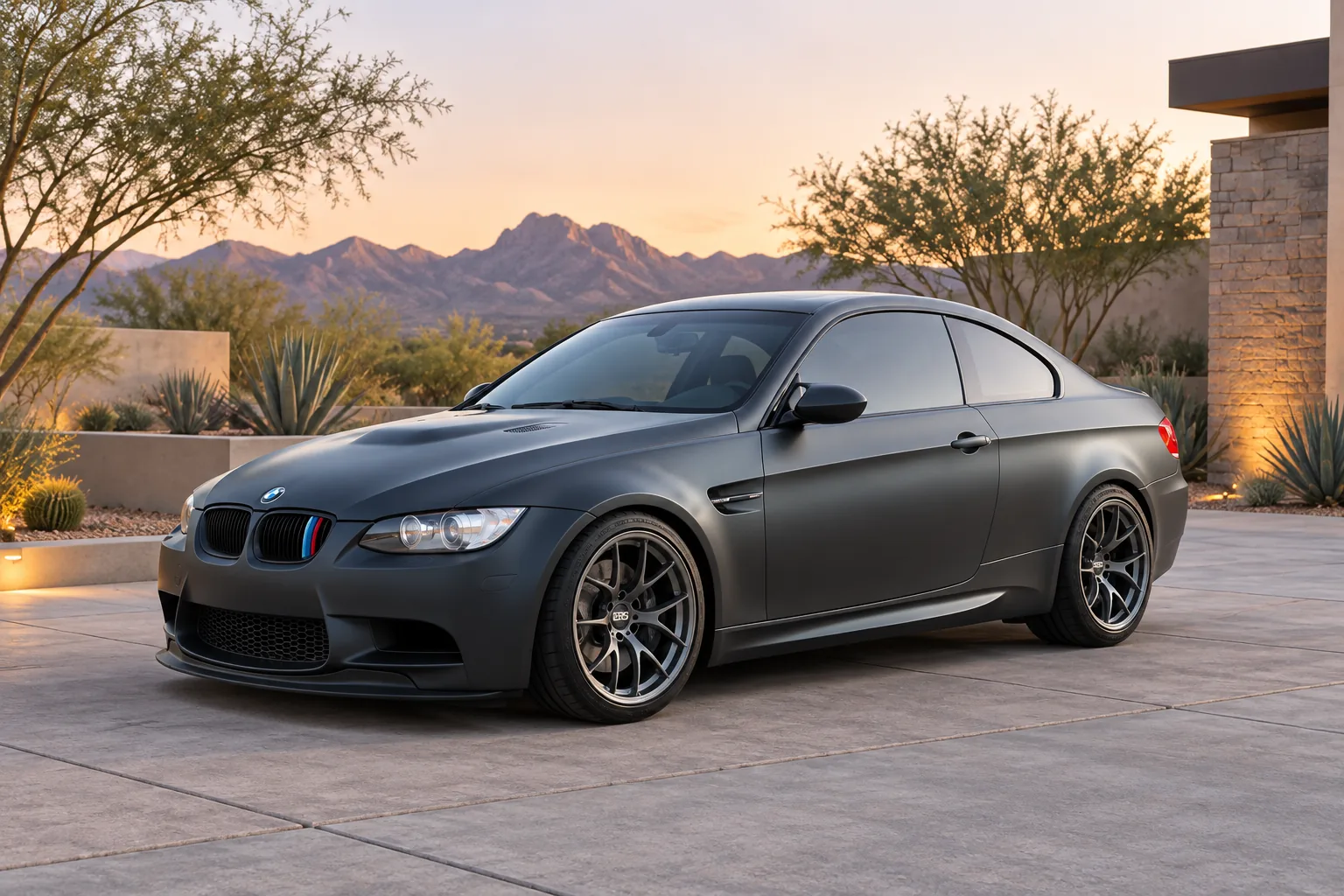 AI-generated view of a 2012 BMW M3 Competition Coupe with BBS FI wheels