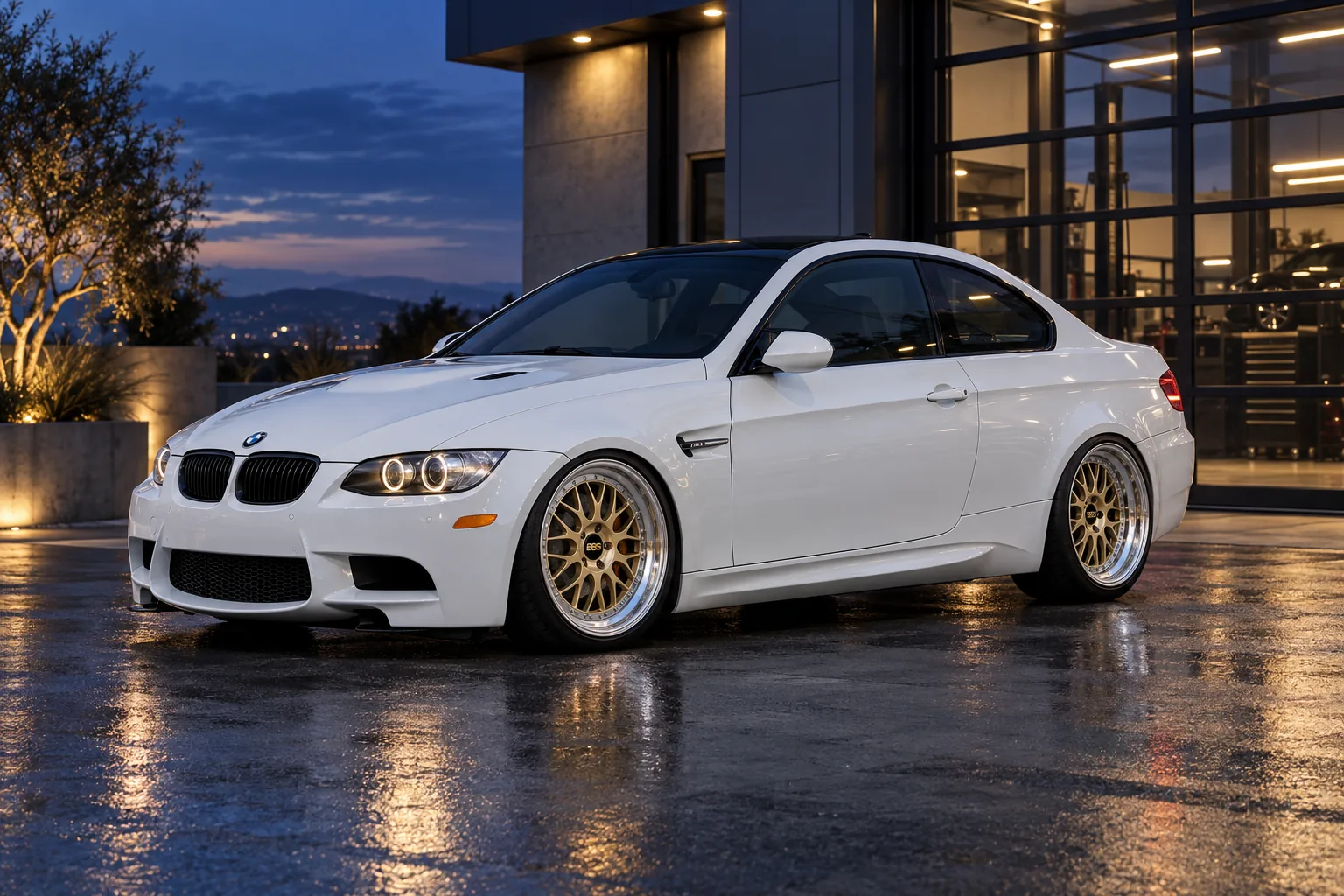 AI-generated view of a 2012 BMW M3 Coupe with BBS LM-R wheels