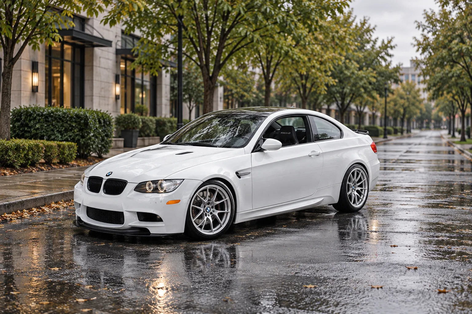 AI-generated view of a 2012 BMW M3 Coupe with BBS RI-A wheels