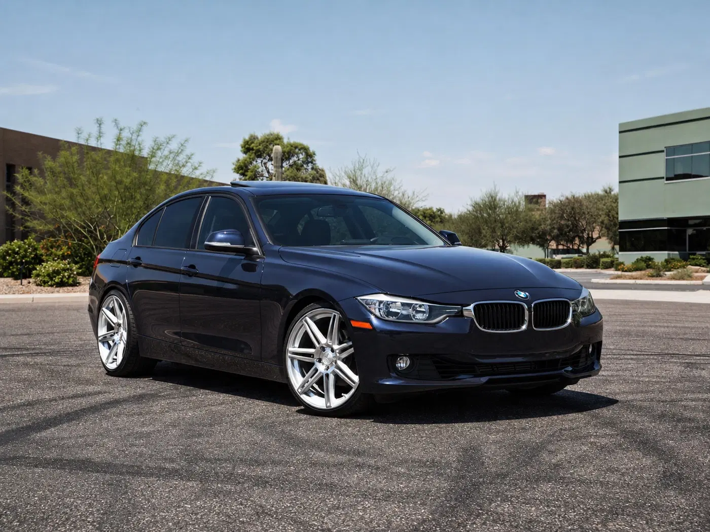 AI-generated view of a 2013 BMW 328i with Niche Lucerne wheels