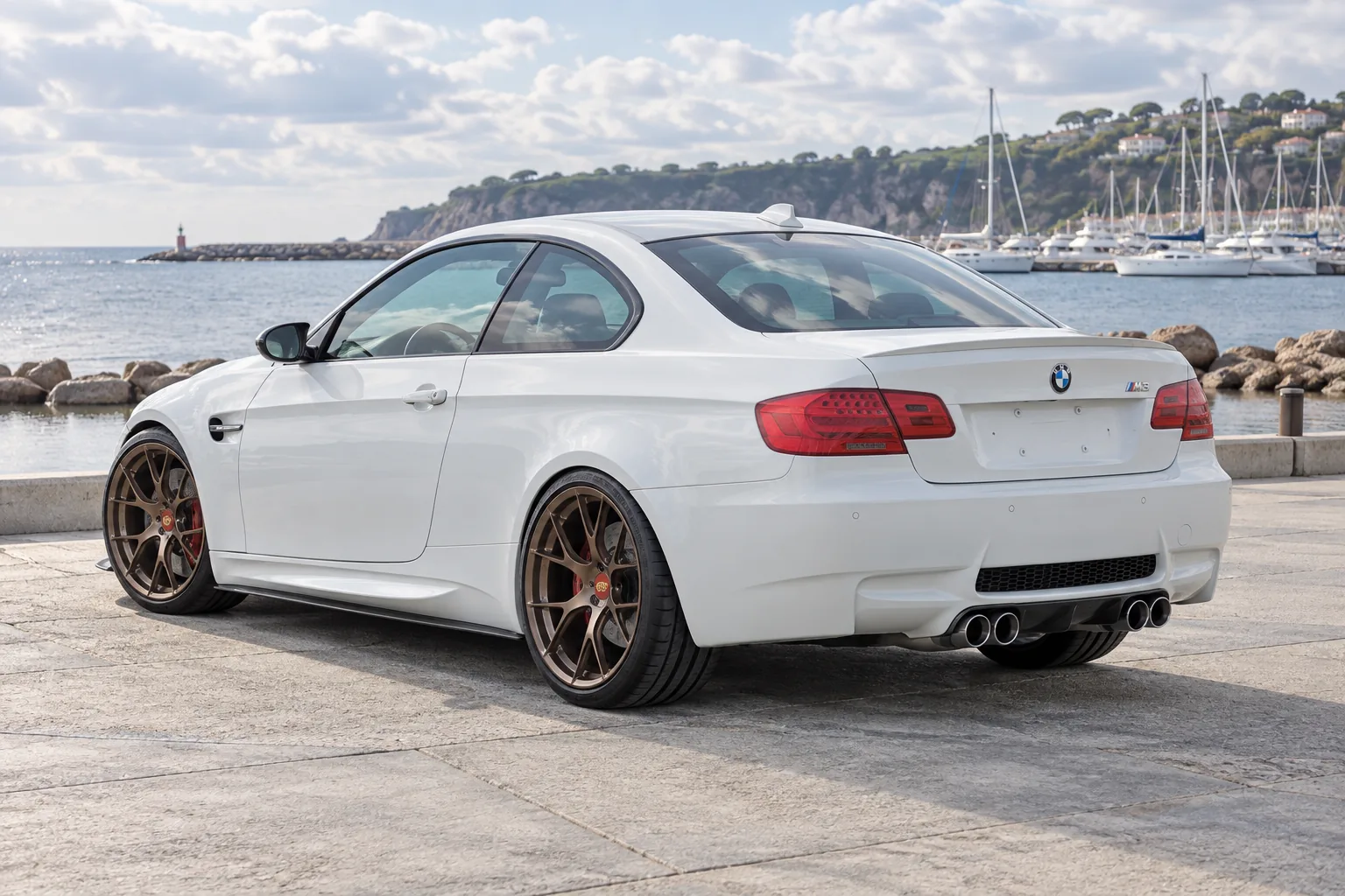 AI-generated view of a 2013 BMW M3 Coupe with BBS FI-R wheels