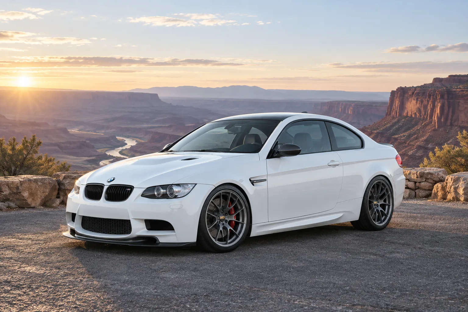 AI-generated view of a 2013 BMW M3 Competition Coupe with BBS RI-A wheels
