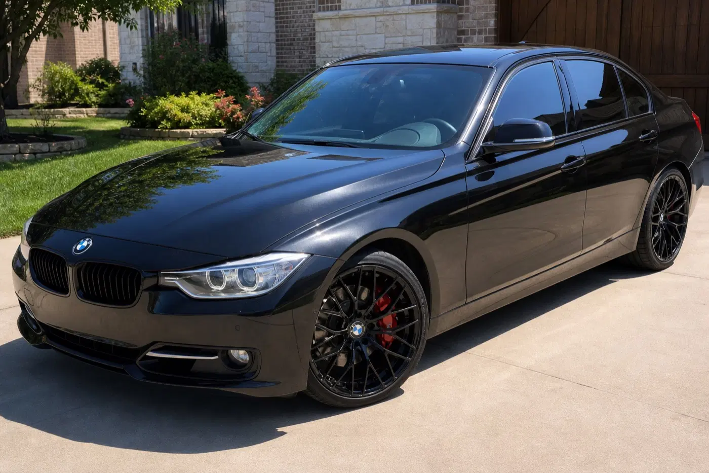 AI-generated view of a 2012 BMW 335i Sedan Manual with Beyern Antler wheels
