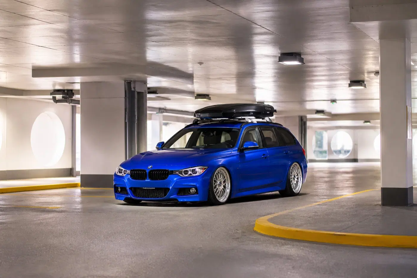 AI-generated view of a 2014 BMW 328i xDrive Touring with BBS LM229 / LM256 wheels