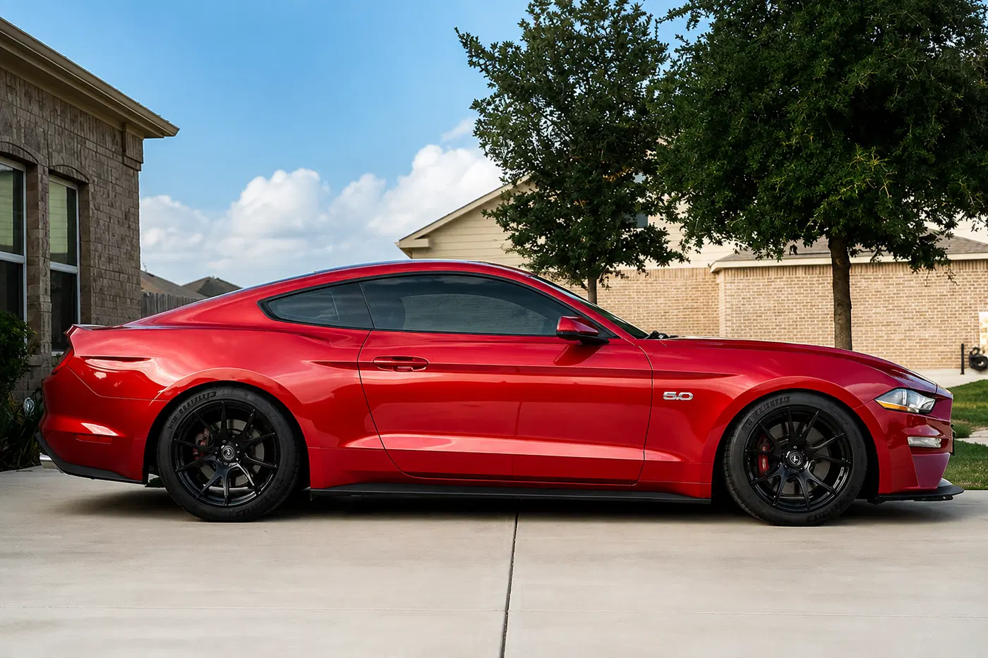 AI-generated view of a 2020 Ford Mustang GT with Forgestar CF5V wheels