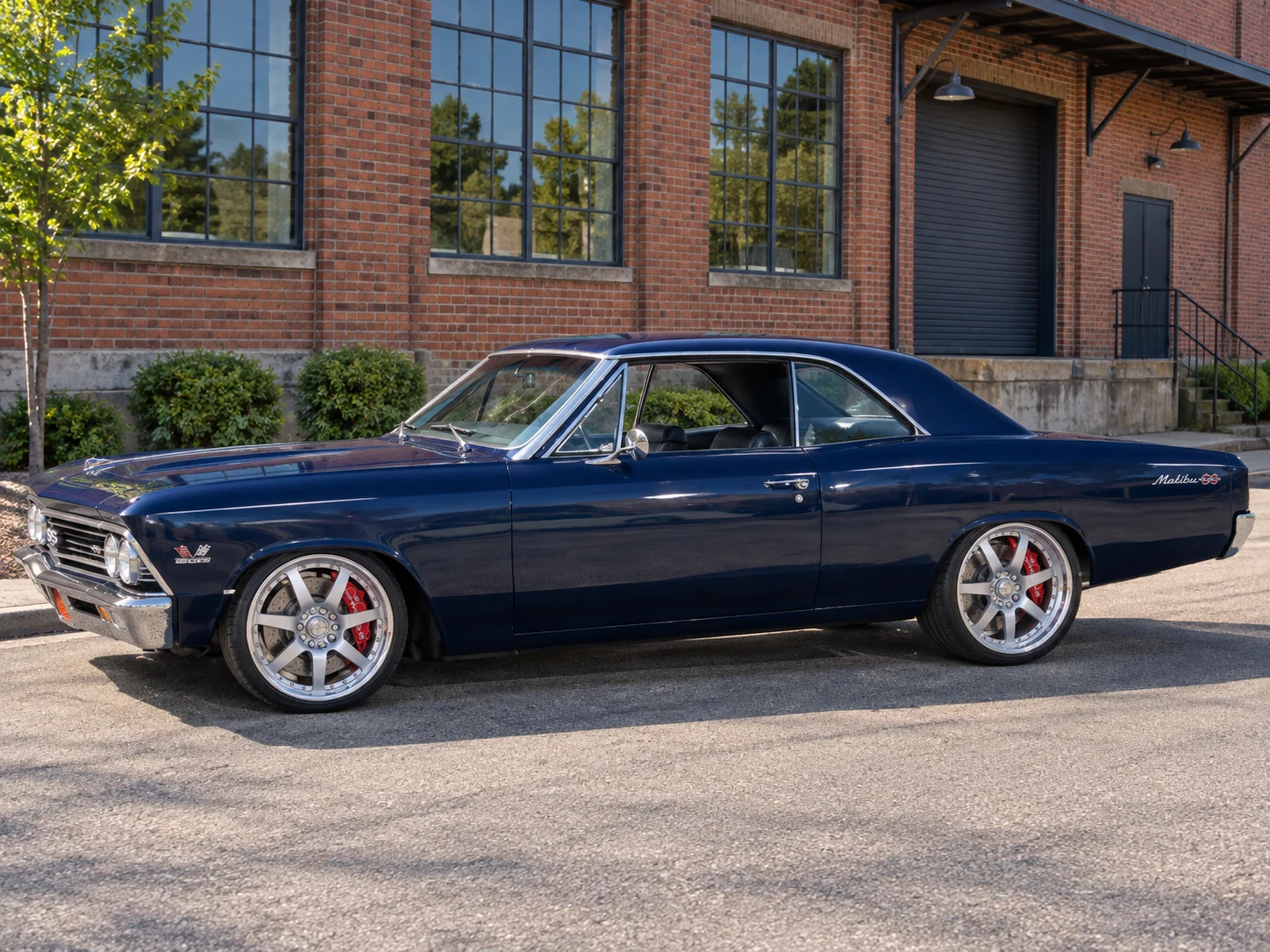 AI-generated view of a 1966 Chevrolet Malibu Chevelle with Roja Formula 7 wheels