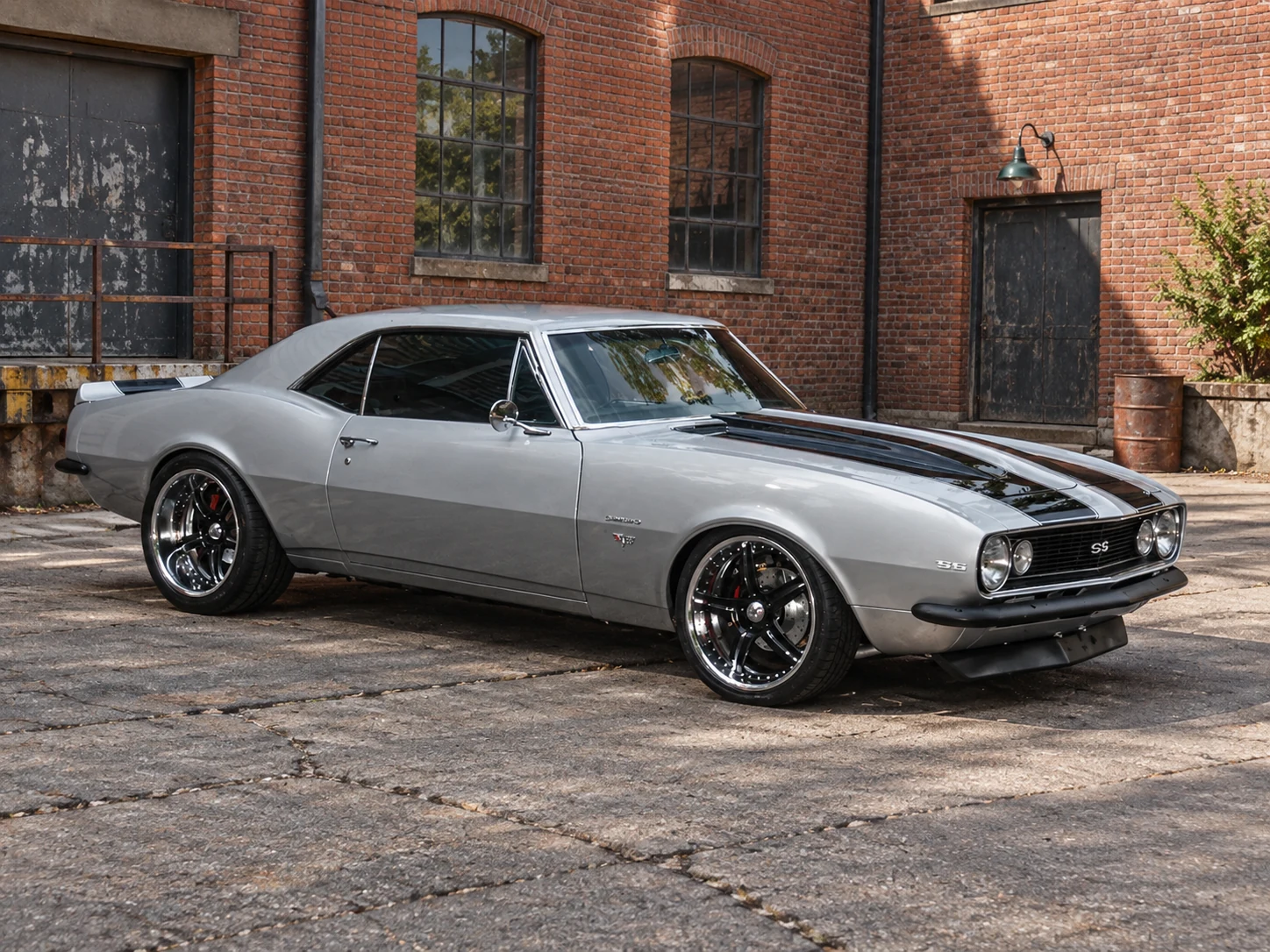 AI-generated view of a 1967 Chevrolet Camaro with Boze Tach wheels