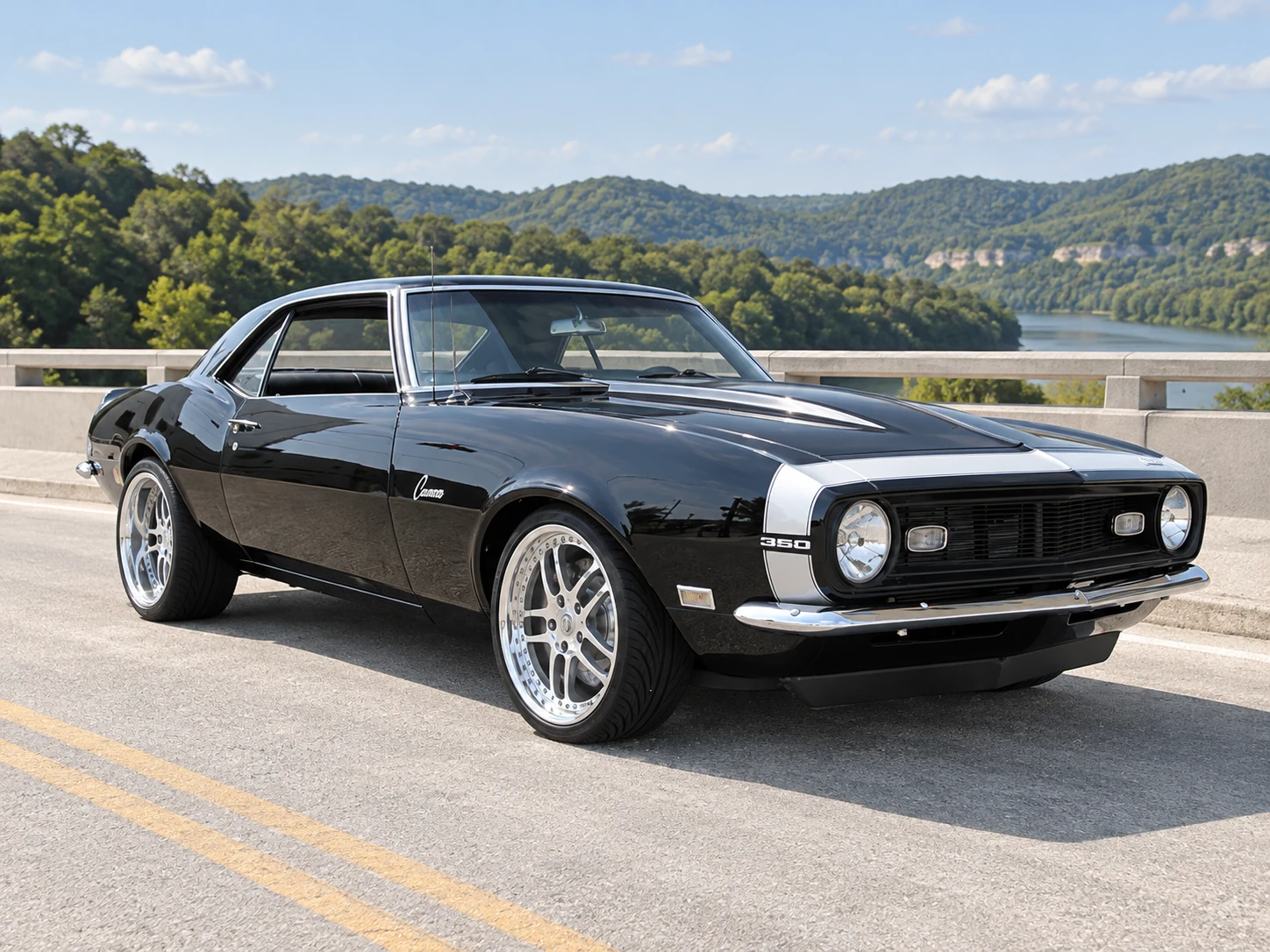 AI-generated view of a 1968 Chevrolet Camaro with iForged Evolution wheels