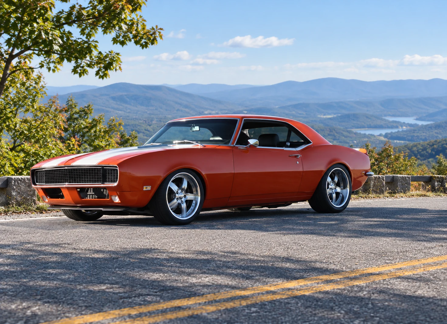 AI-generated view of a 1968 Chevrolet Camaro with Boze Alloys Injected wheels
