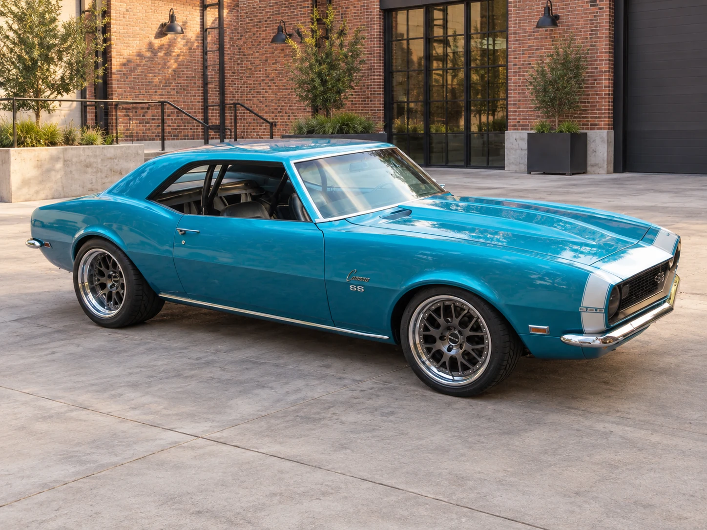 AI-generated view of a 1968 Chevrolet Camaro SS with Forgeline WC3 wheels