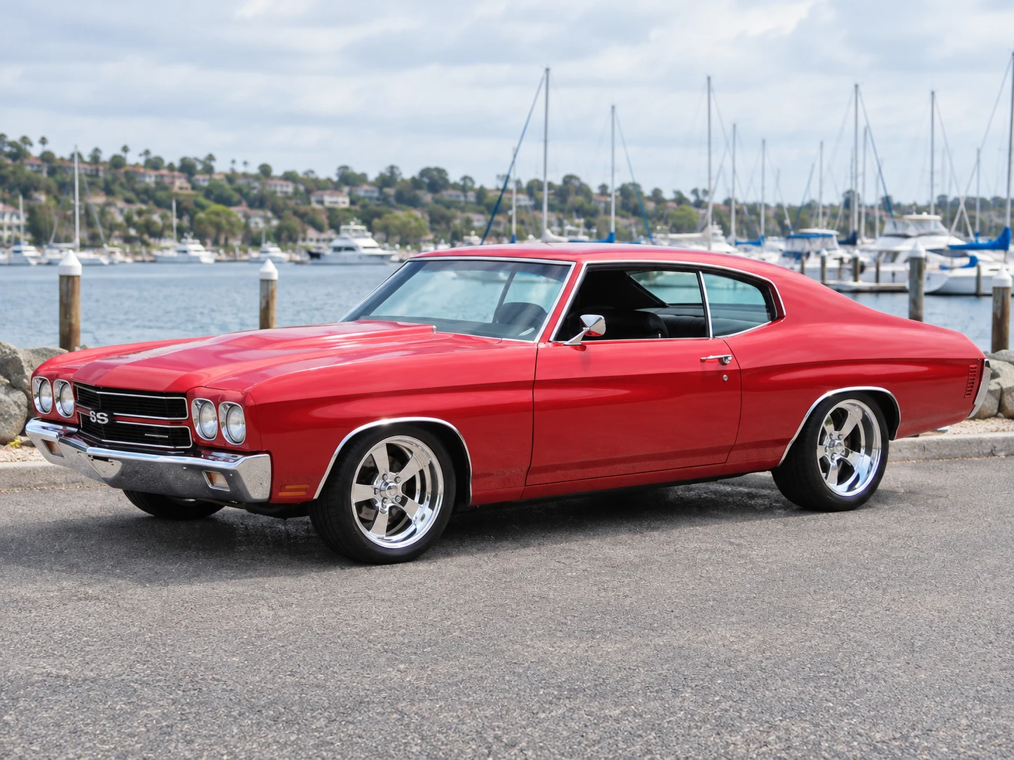 AI-generated view of a 1970 Chevrolet Chevelle SS with Bonspeed Huntington wheels