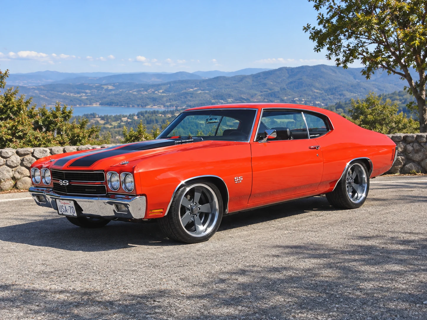 AI-generated view of a 1970 Chevrolet Chevelle SS454 with Bonspeed Huntington wheels