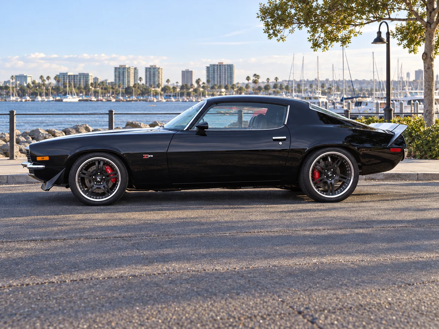 AI-generated view of a 1971 Chevrolet Camaro Z/28 with Rushforth SuperSpoke wheels