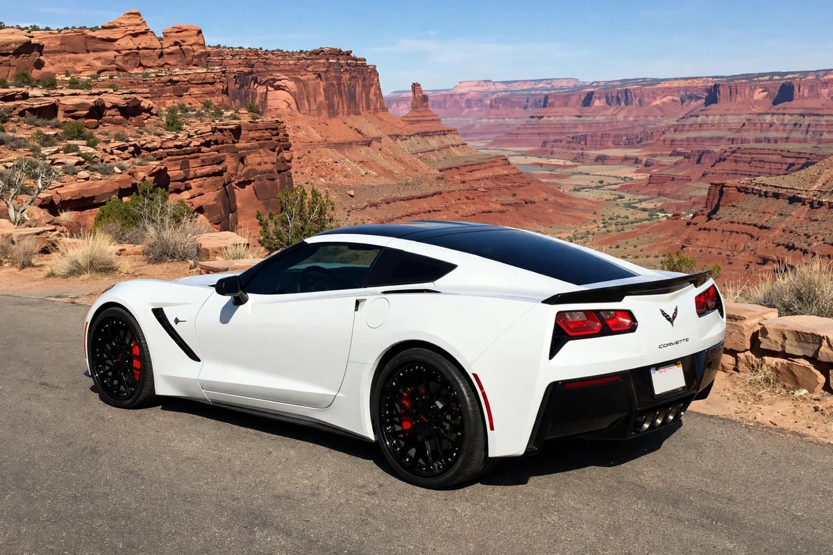 AI-generated view of a 2014 Chevrolet Corvette Stingray with Incurve FM-7 wheels