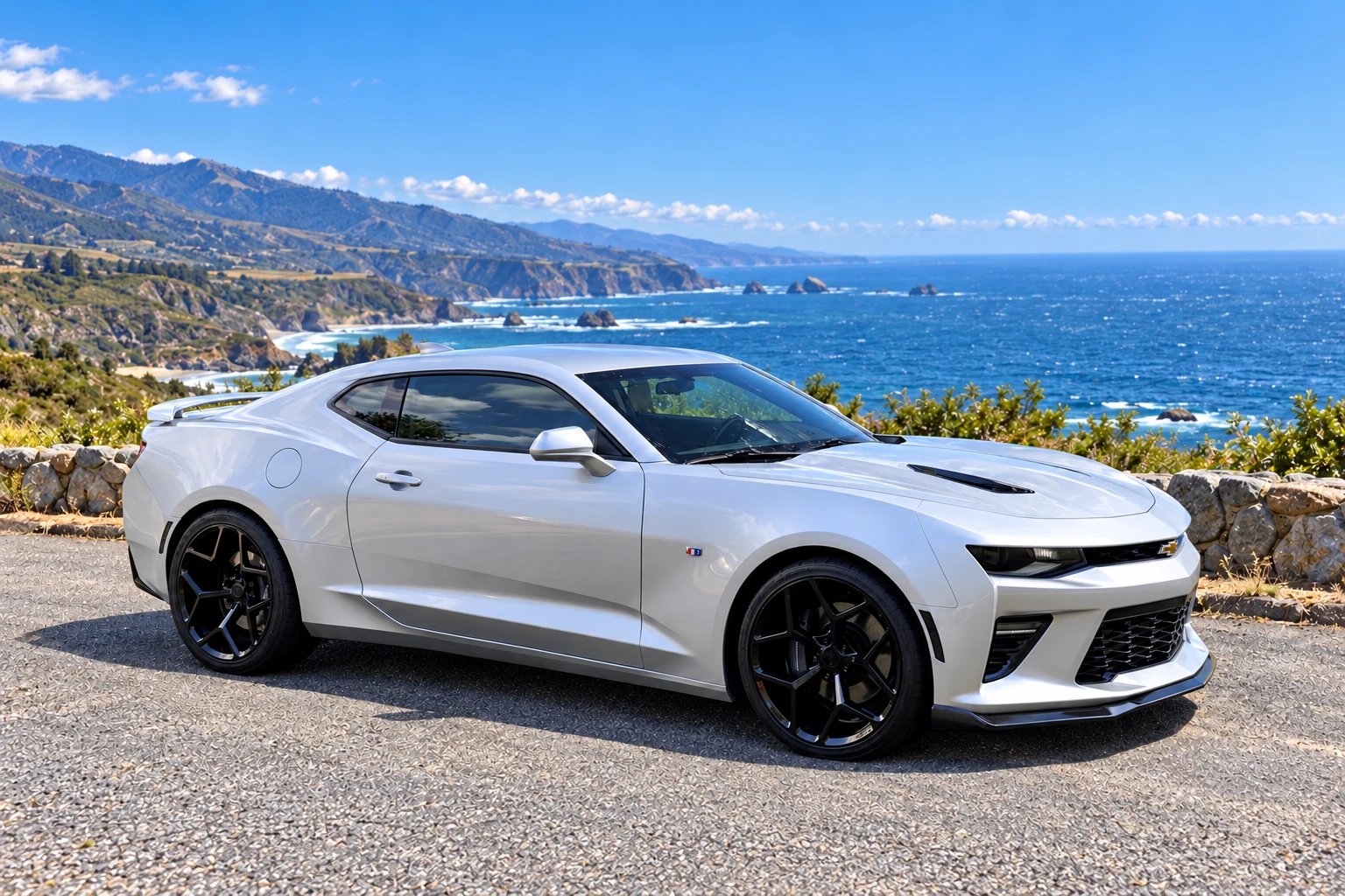 AI-generated view of a 2018 Chevrolet Camaro SS with MRR Design M228 wheels