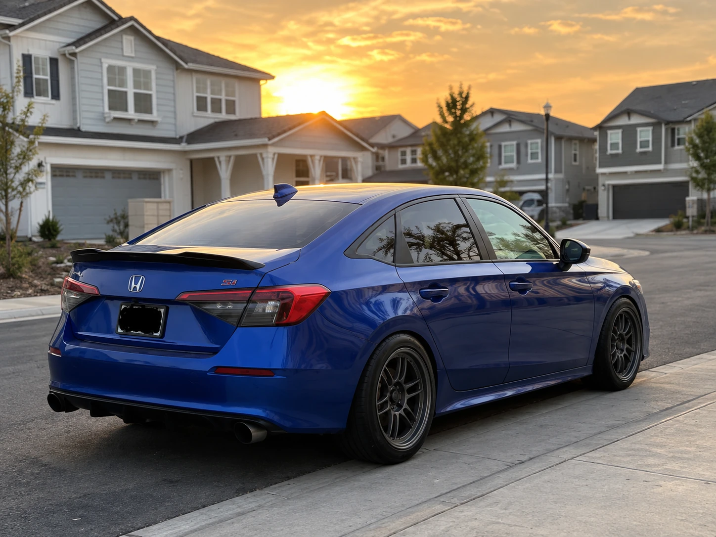 AI-generated view of a 2023 Honda Civic Si with Enkei RPF1 wheels