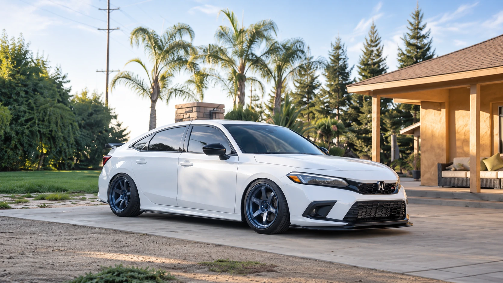 AI-generated view of a 2022 Honda Civic Si with Volk Racing TE37SL wheels