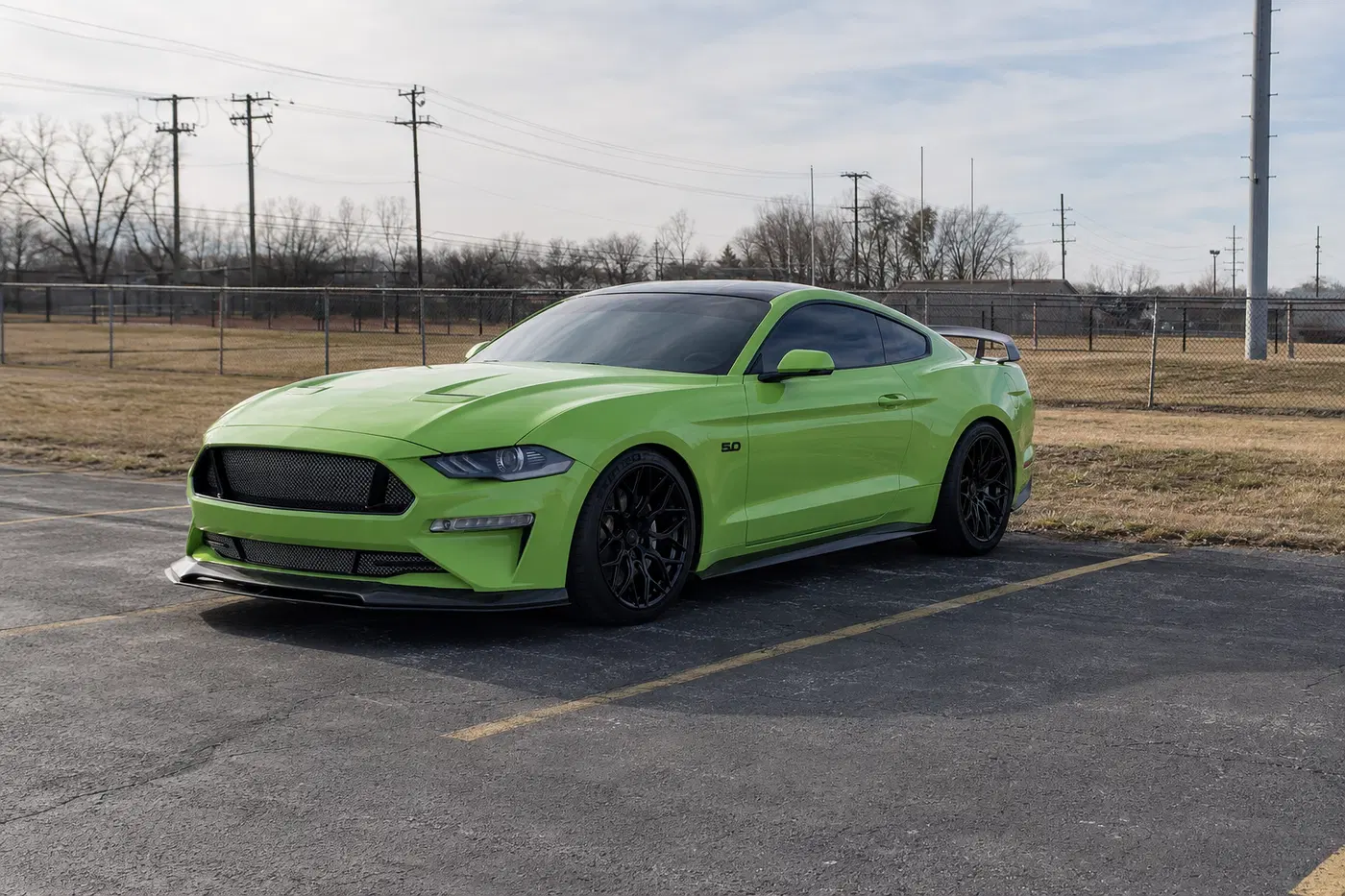 AI-generated view of a 2020 Ford Mustang Premium GT with Vossen HF-2 wheels