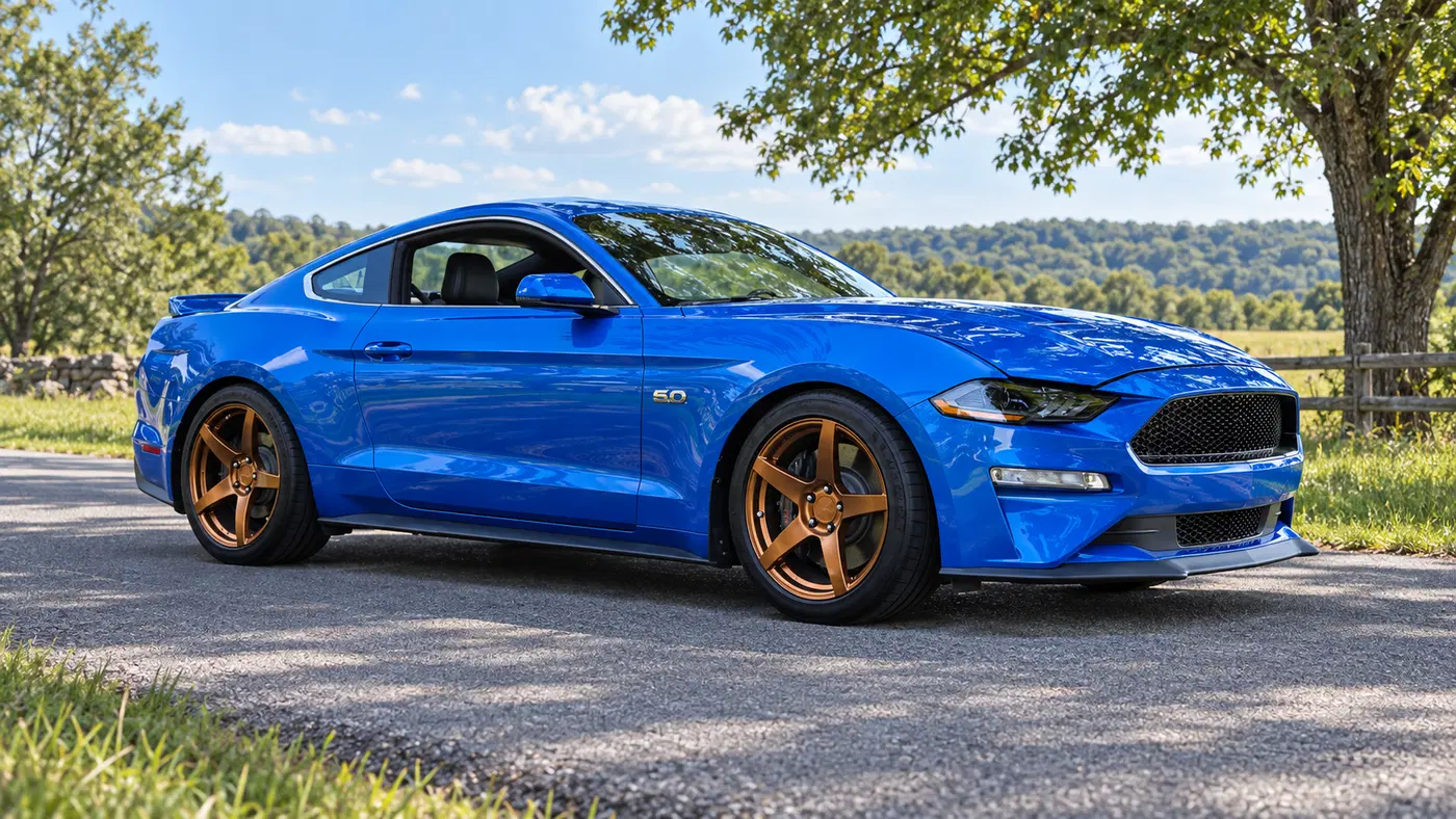 AI-generated view of a 2019 Ford Mustang GT PP1 with Forgestar CF5 wheels