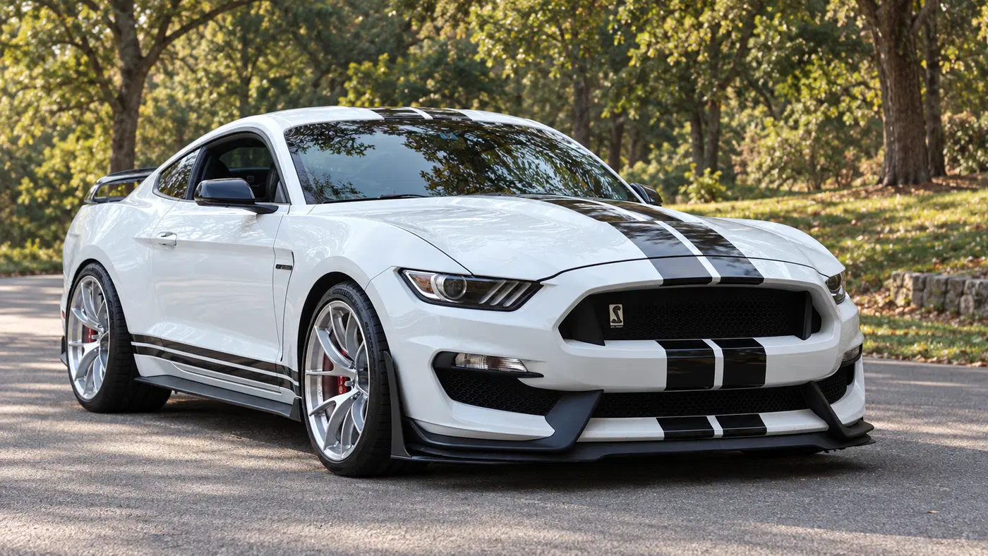 AI-generated view of a 2020 Ford Mustang GT350 with APEX VS-5RS wheels