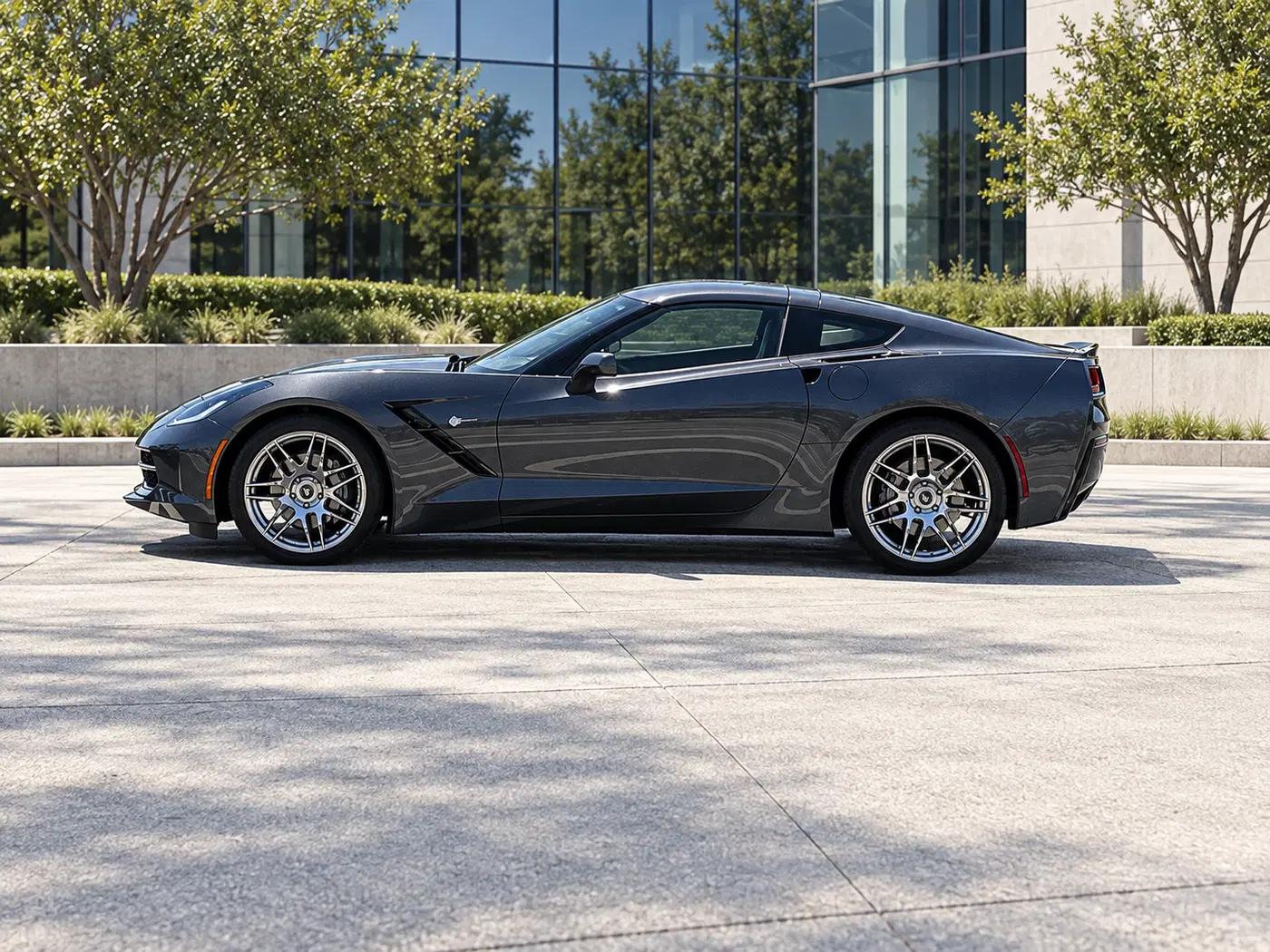 AI-generated view of a 2014 Chevrolet Corvette Stingray 1LT with Forgestar F14 wheels
