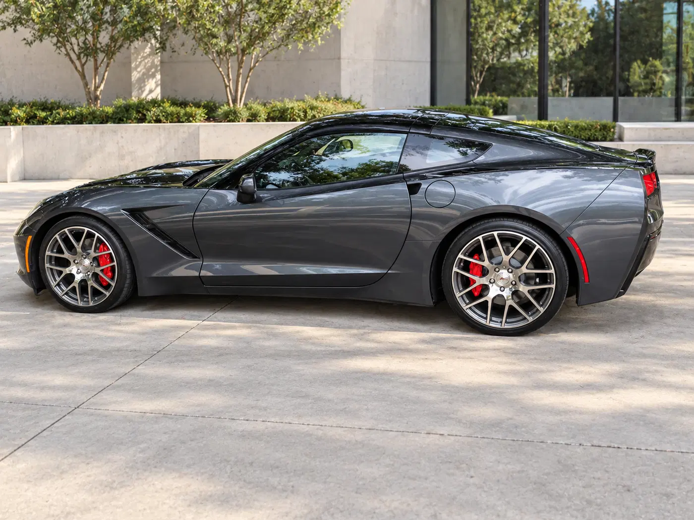 AI-generated view of a 2014 Chevrolet Corvette Stingray with TSW Nürburgring wheels