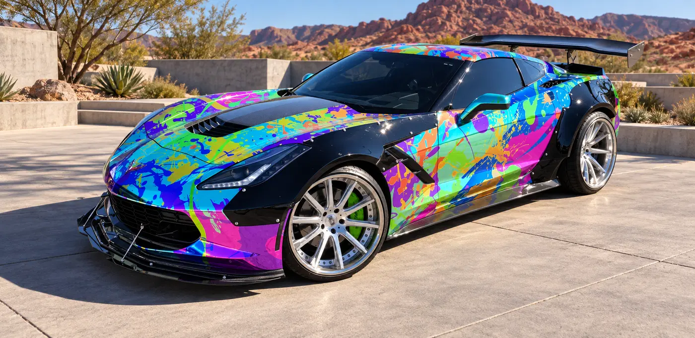 AI-generated view of a 2015 Chevrolet Corvette Stingray Z51 3LT Widebody with AL Forged 2800 wheels