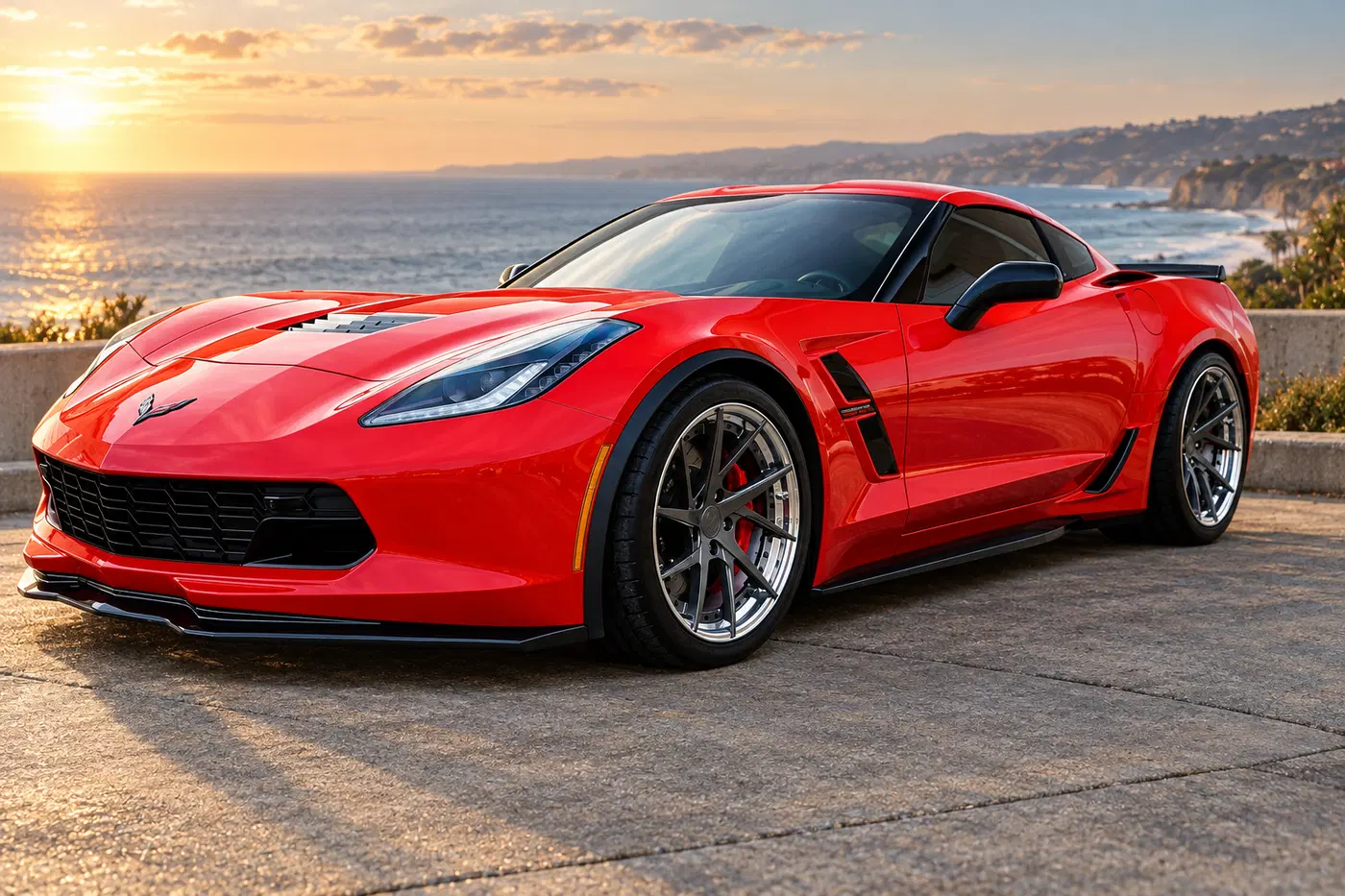 AI-generated view of a 2017 Chevrolet Corvette Grand Sport with Signature SV307 wheels
