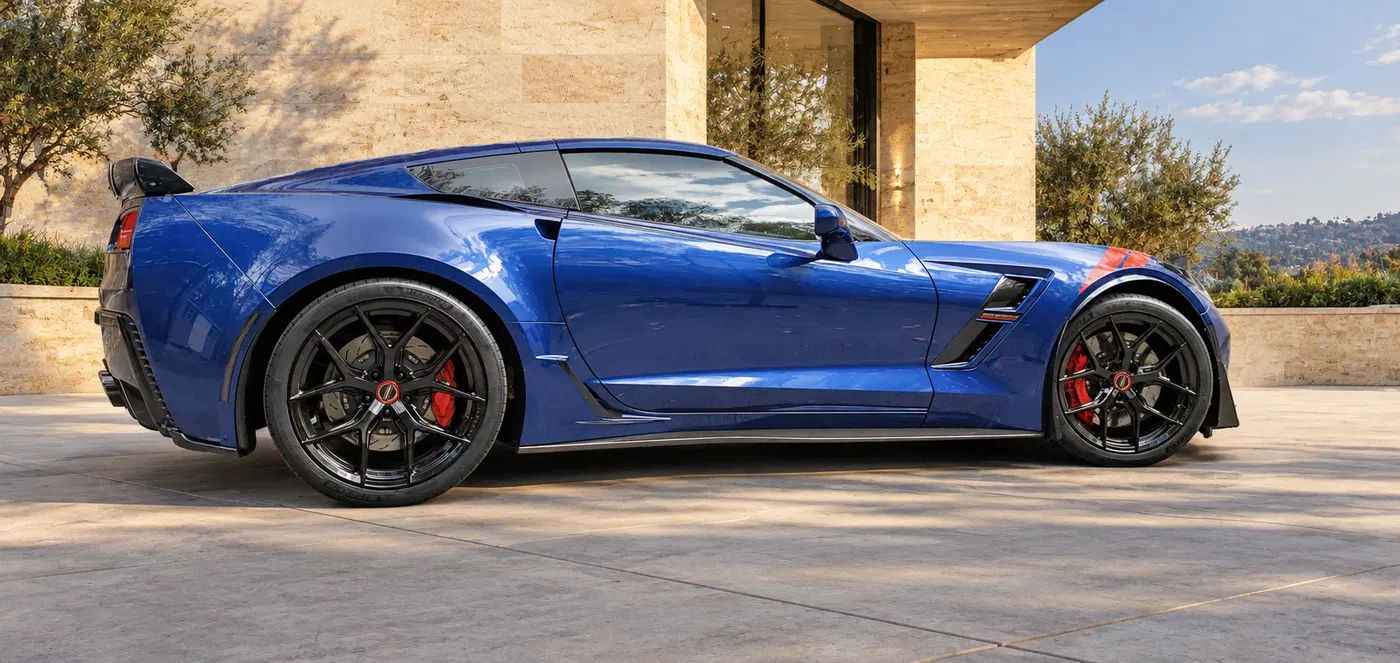 AI-generated view of a 2017 Chevrolet Corvette Grand Sport 2LT with Vossen HF-5 wheels