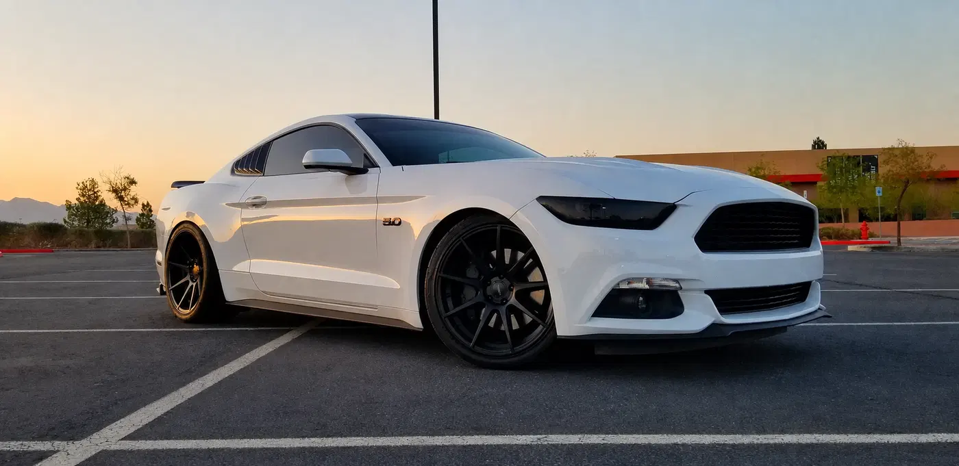 AI-generated view of a 2017 Ford Mustang GT with Velgen VMB9 wheels