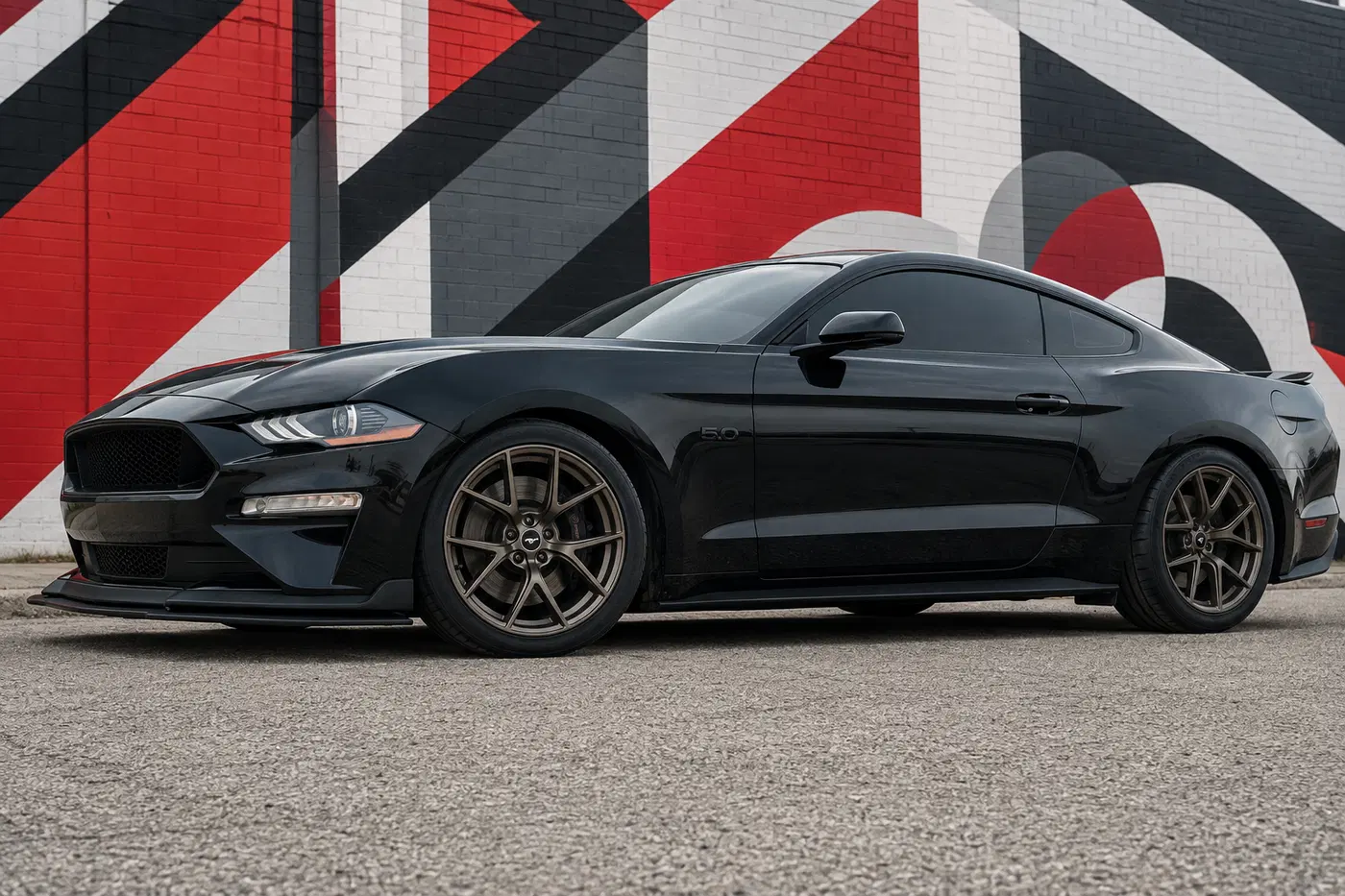 AI-generated view of a 2019 Ford Mustang GT PP1 with SVE SP2 (PP2 replica) wheels