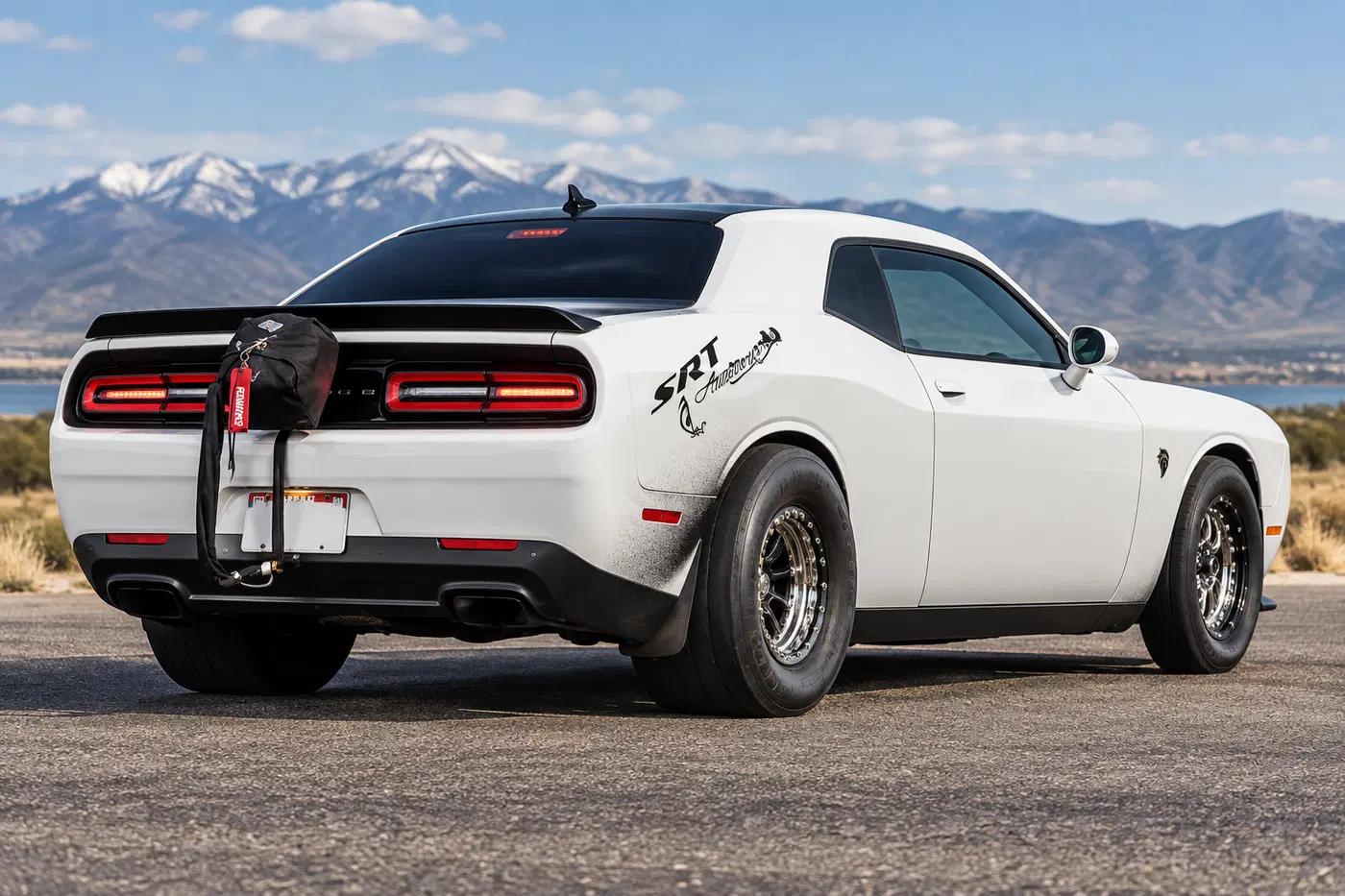 AI-generated view of a 2016 Dodge Challenger SRT Hellcat with Billet Specialties Single Beadlock wheels