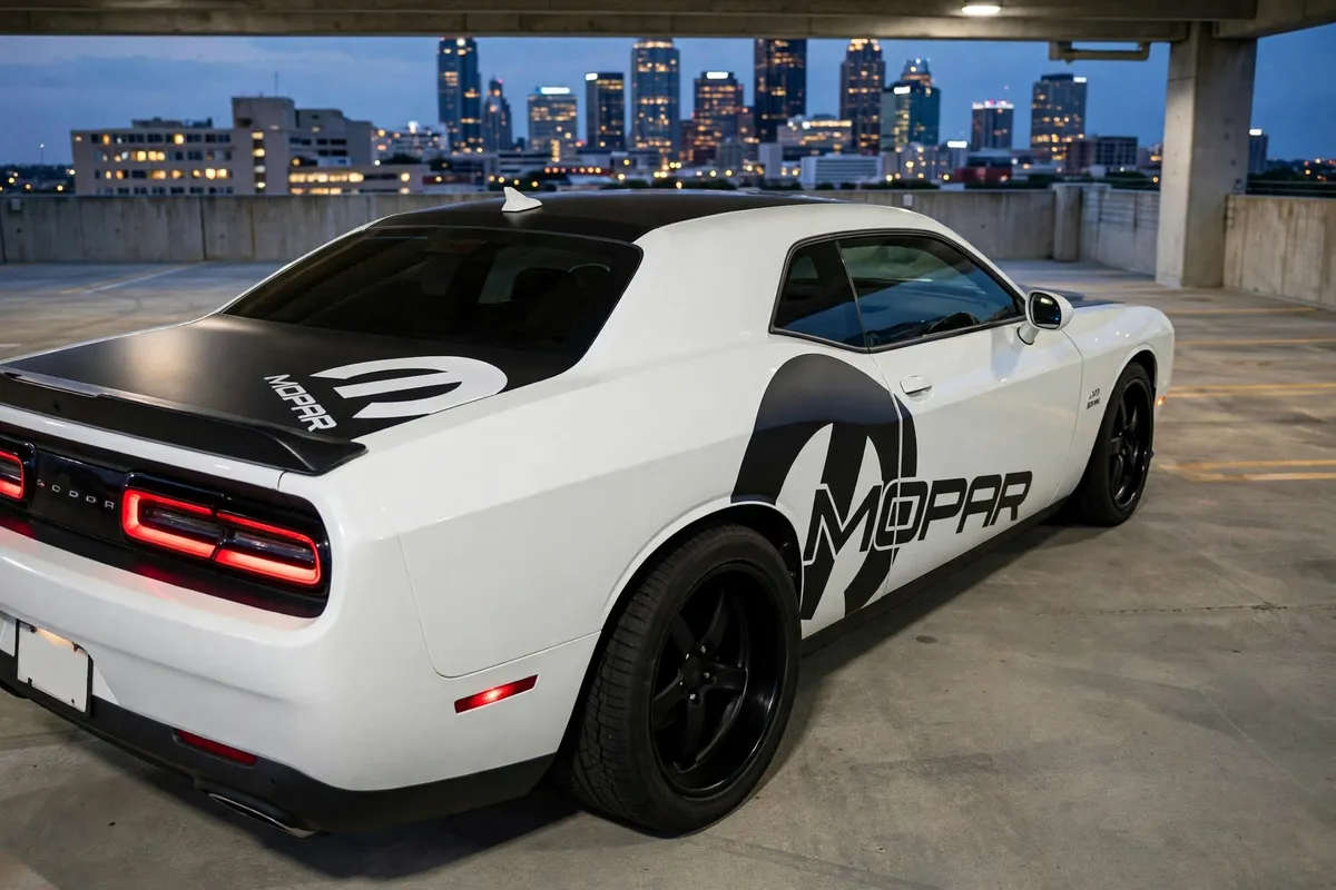 AI-generated view of a 2016 Dodge Challenger R/T Plus Shaker with Niche Pantano wheels