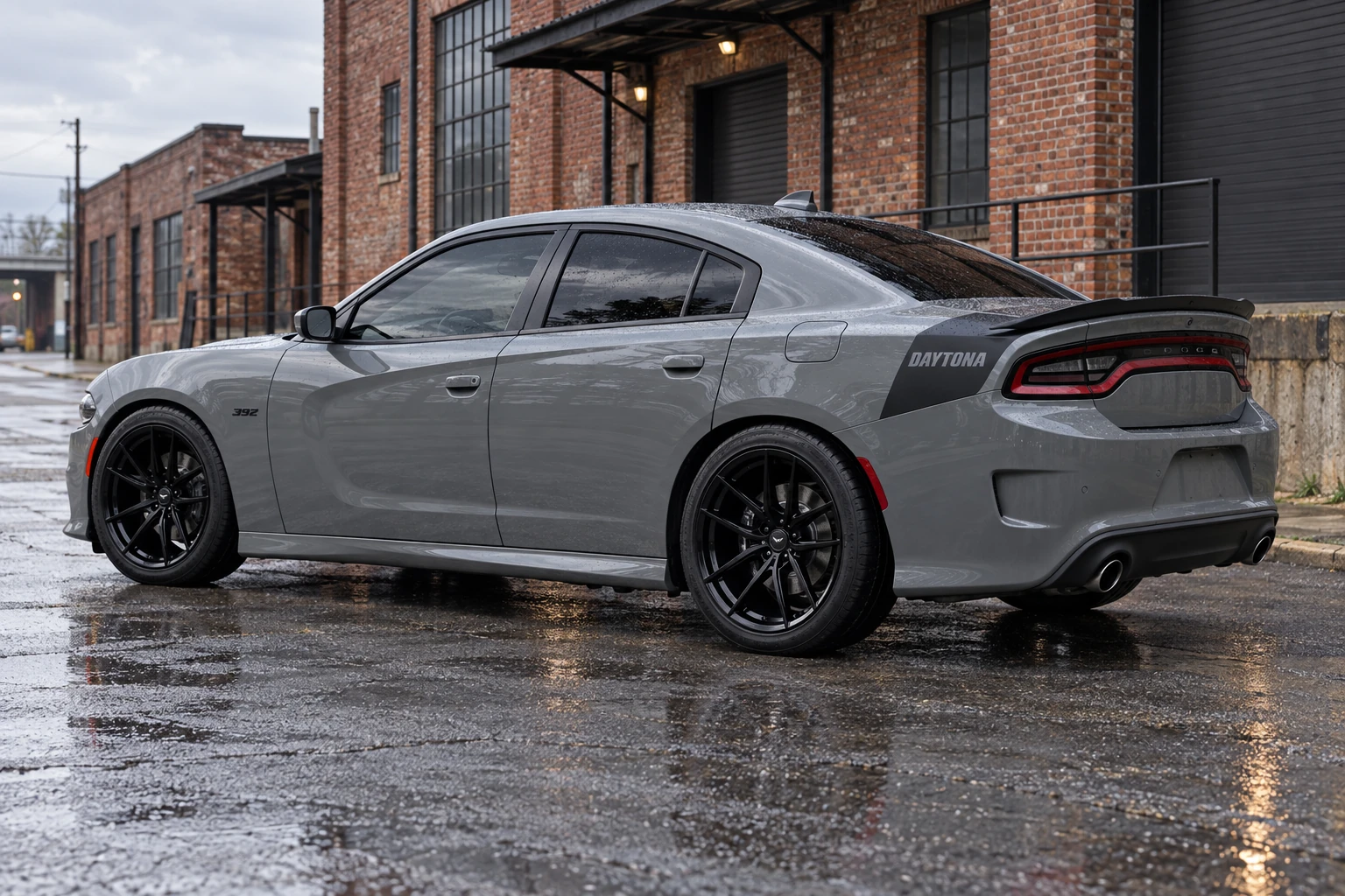 AI-generated view of a 2017 Dodge Charger Daytona 392 with Velgen VRF5 wheels
