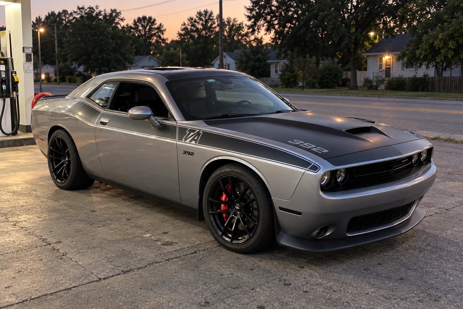 AI-generated view of a 2018 Dodge Challenger T/A 392 with MRR N/A wheels