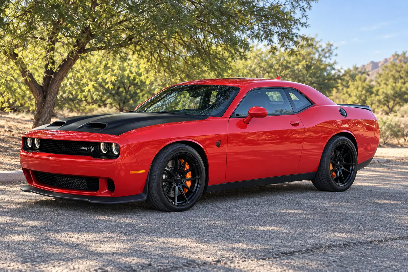 AI-generated view of a 2019 Dodge Challenger Redeye with Vertini N/A wheels