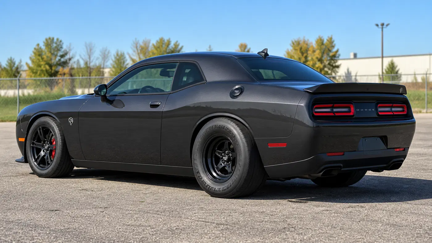 AI-generated view of a 2019 Dodge Challenger SRT Hellcat Redeye with Race Star N/A wheels
