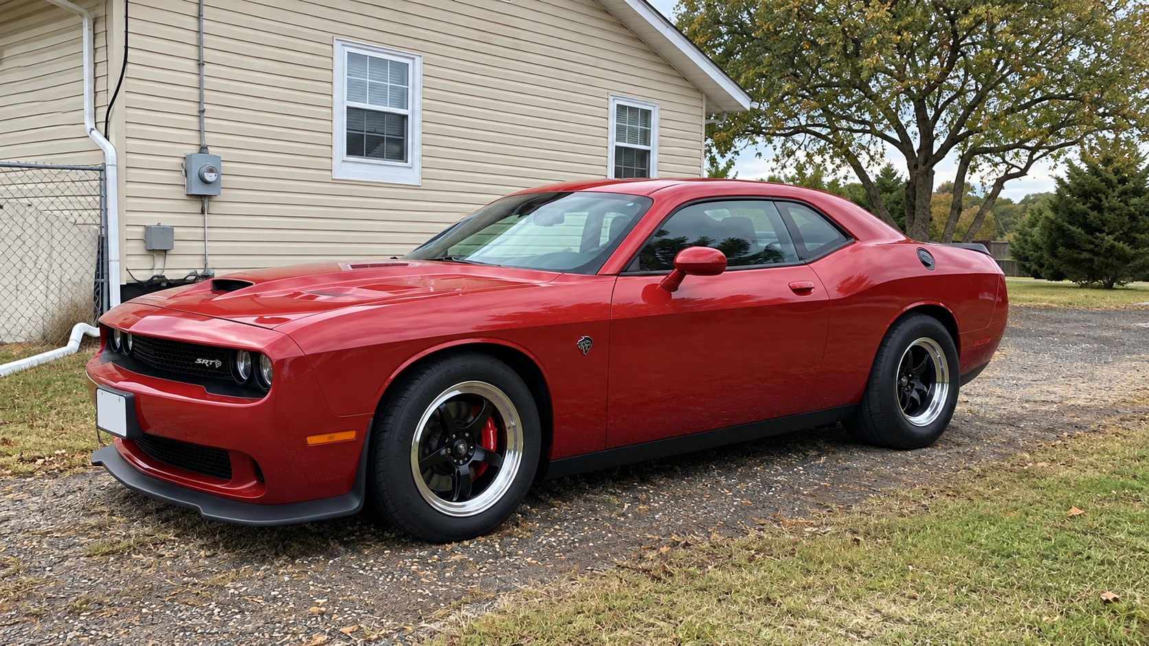 AI-generated view of a 2019 Dodge Challenger SRT Hellcat with Forgestar D5 wheels