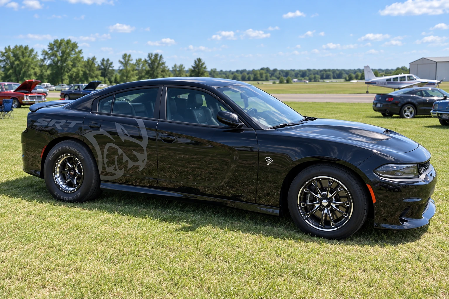 AI-generated view of a 2019 Dodge Charger Hellcat with Weld S79 wheels