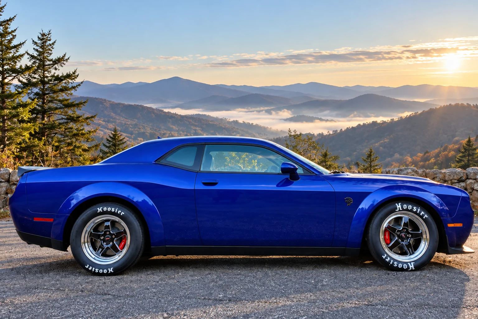AI-generated view of a 2021 Dodge Challenger SRT Super Stock with Weld Racing Ventura wheels
