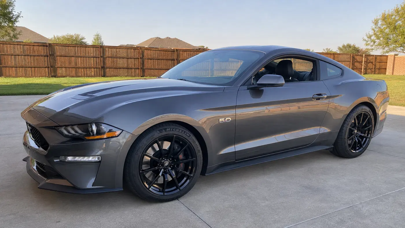 AI-generated view of a 2019 Ford Mustang GT PP1 with SVE S350 wheels