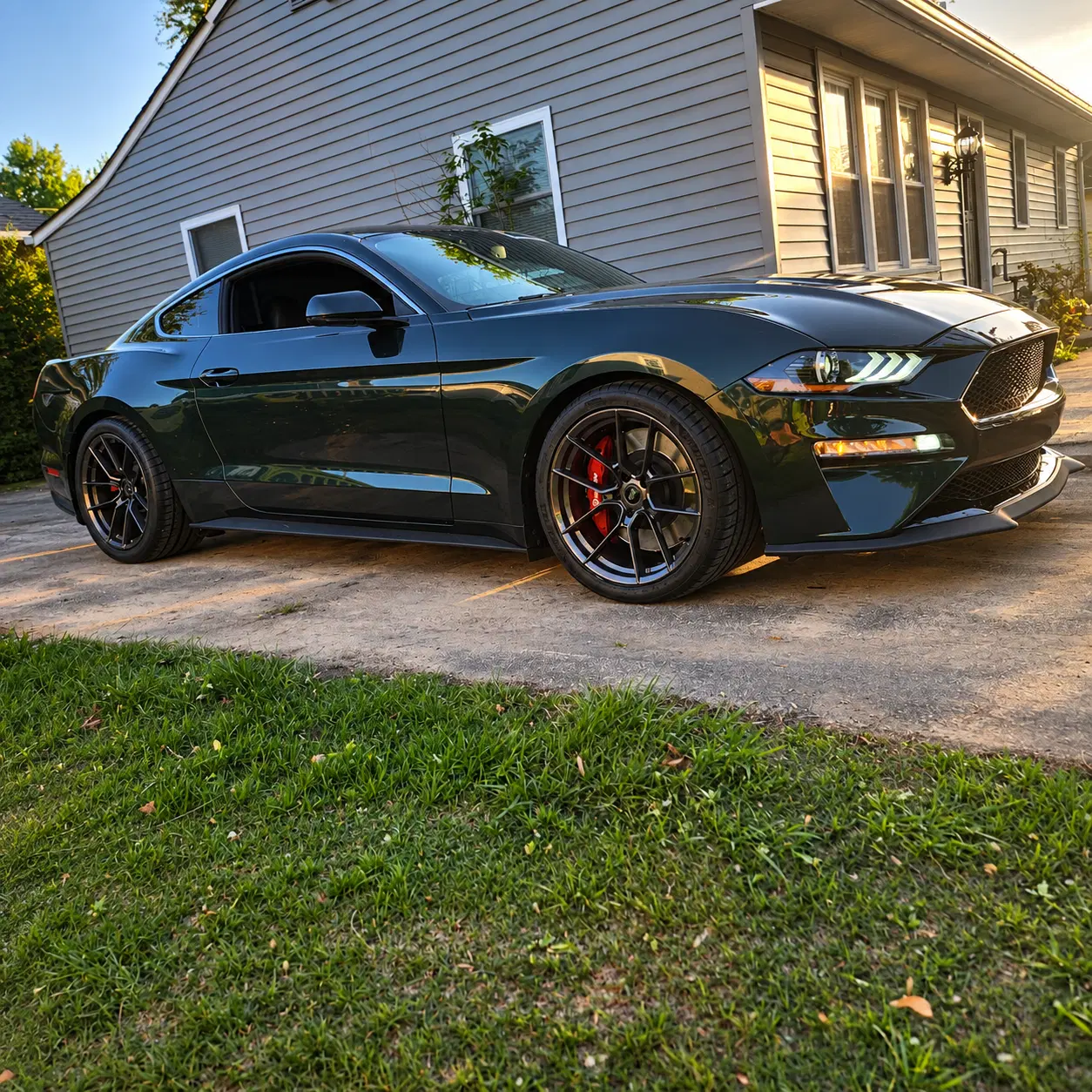 AI-generated view of a 2019 Ford Mustang Bullitt with SVE DHP1 Forged wheels
