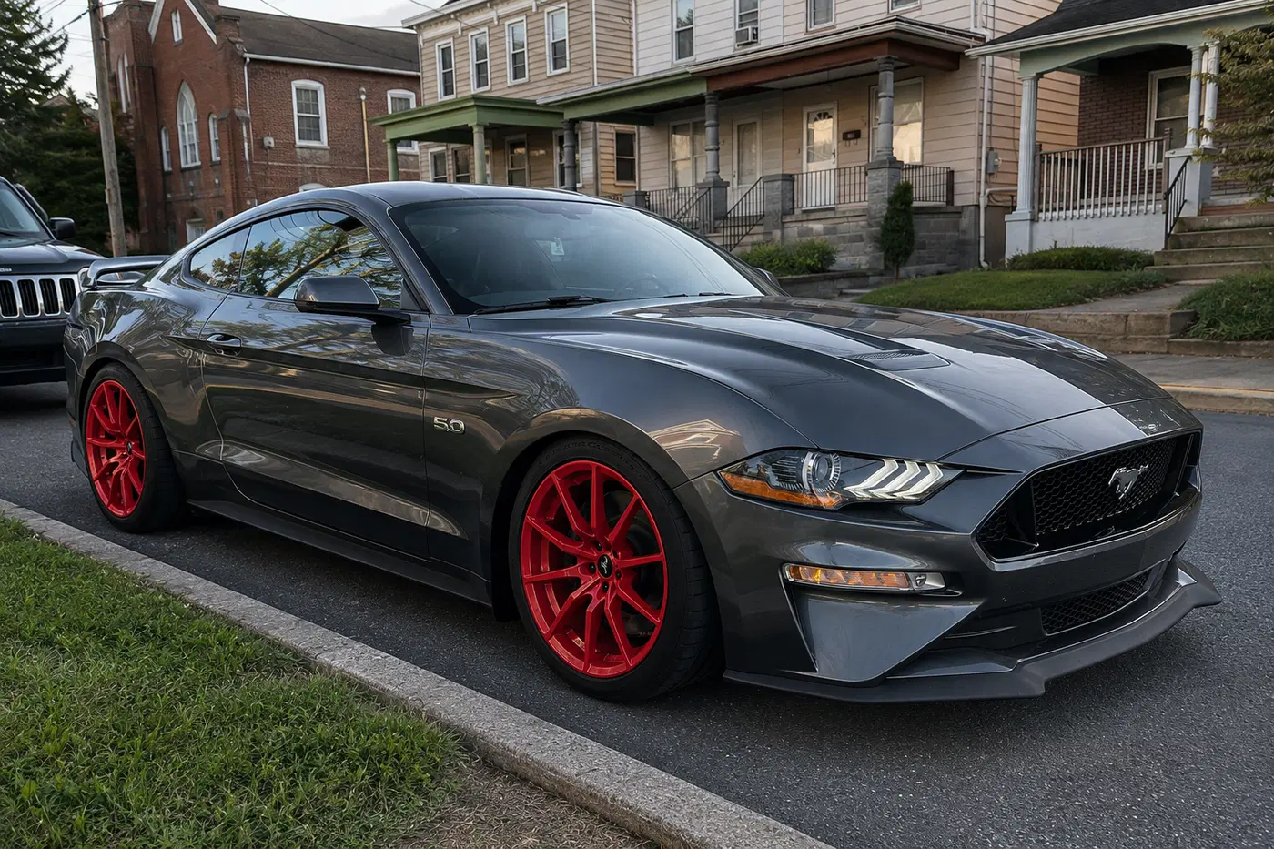 AI-generated view of a 2019 Ford Mustang GT Premium with MRR M350 wheels