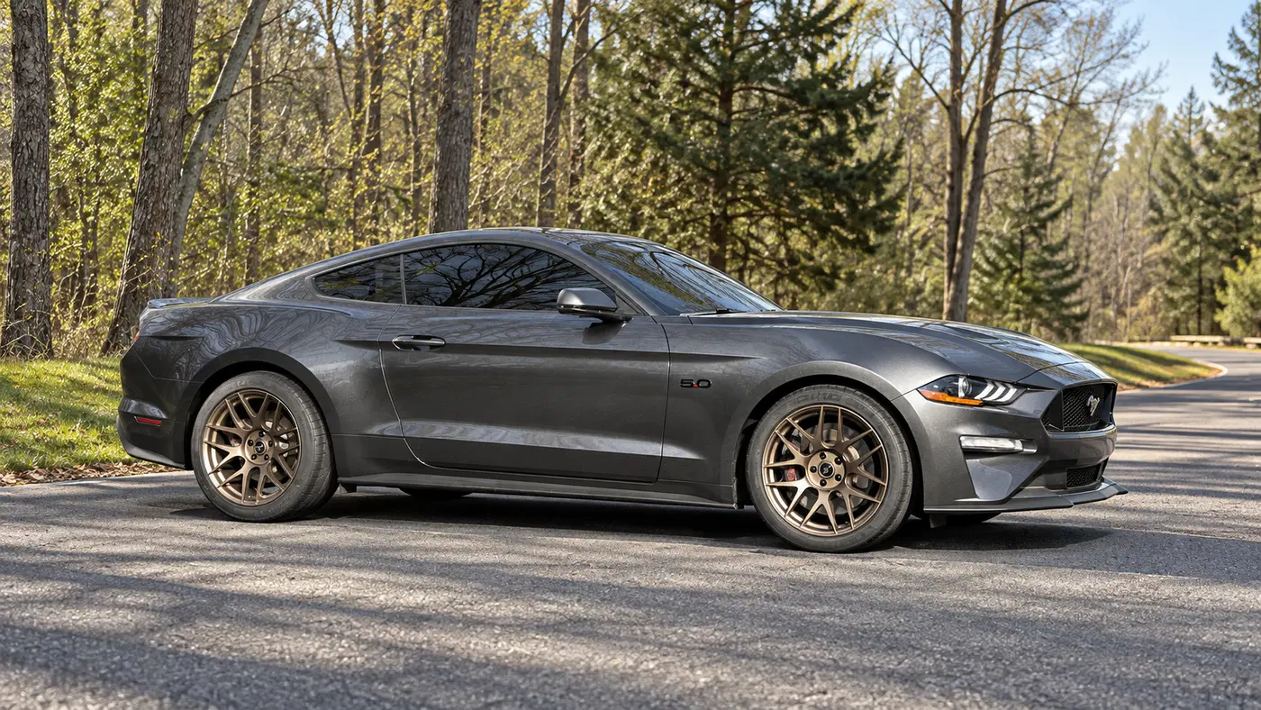 AI-generated view of a 2019 Ford Mustang GT Performance Package 1 with SVE R357 wheels