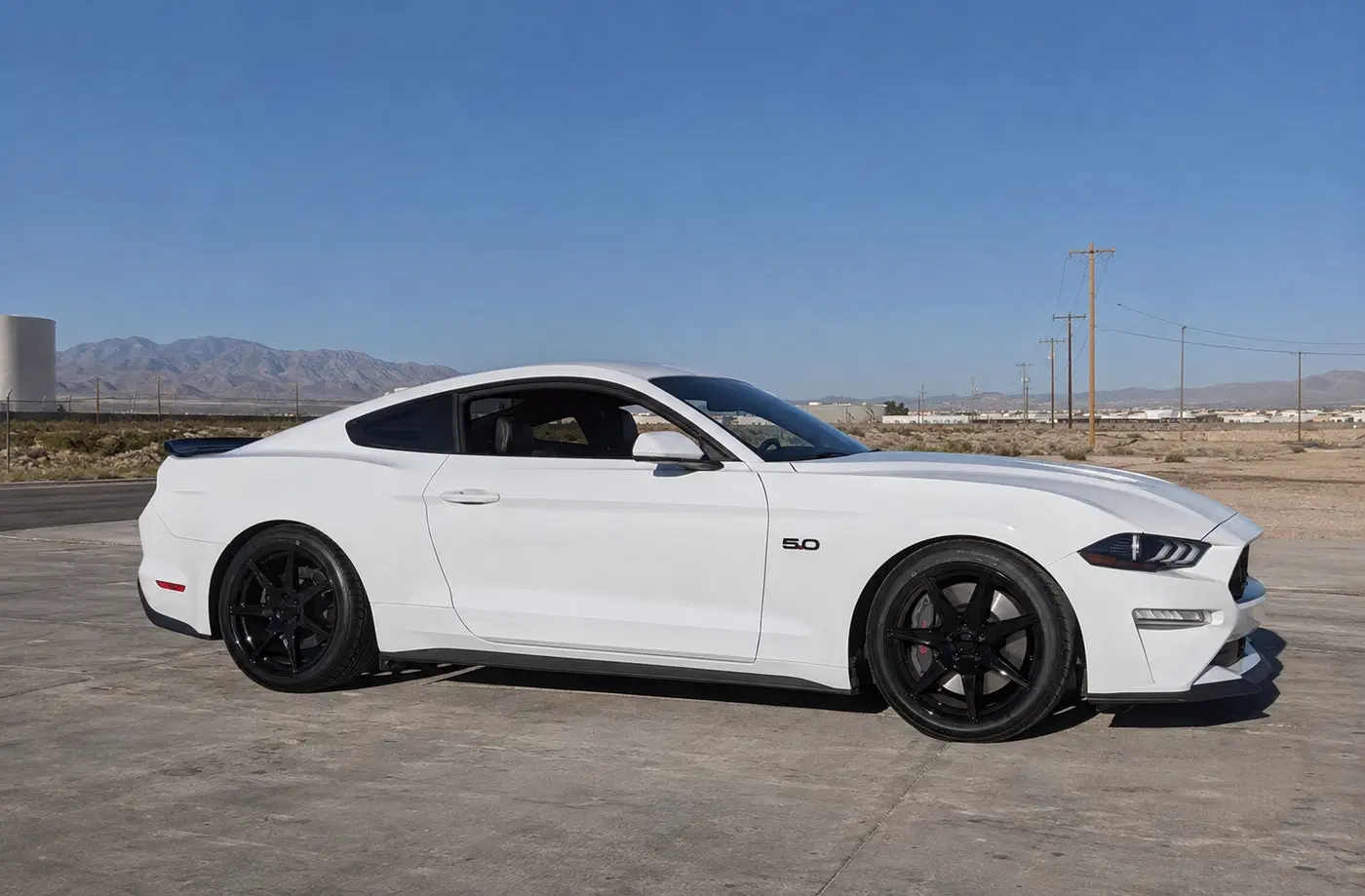 AI-generated view of a 2019 Ford Mustang GT with Voxx GT500 Replica wheels