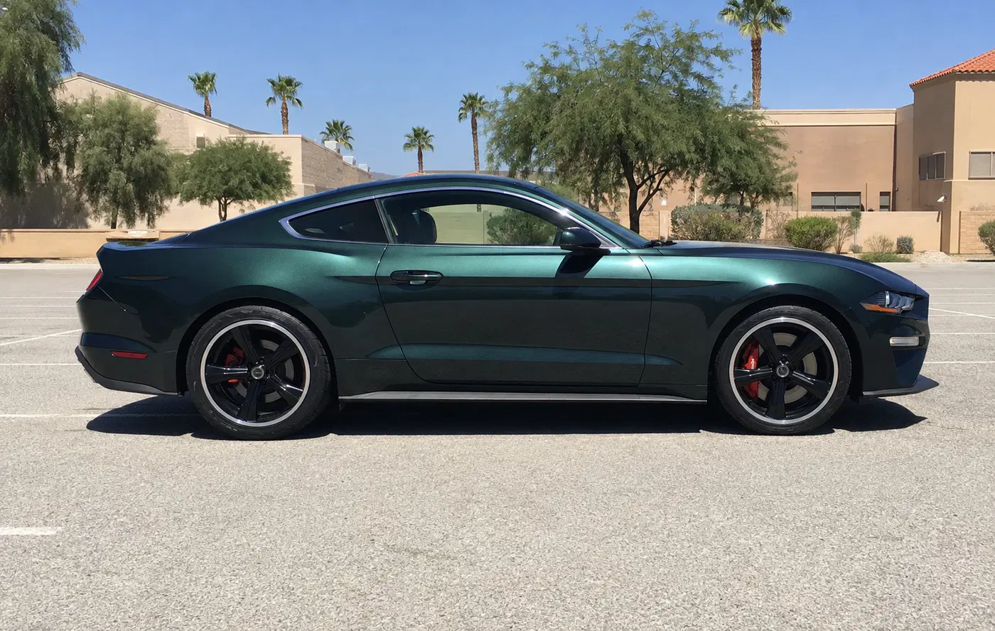 AI-generated view of a 2019 Ford Mustang Bullitt with Shelby CS-11 wheels