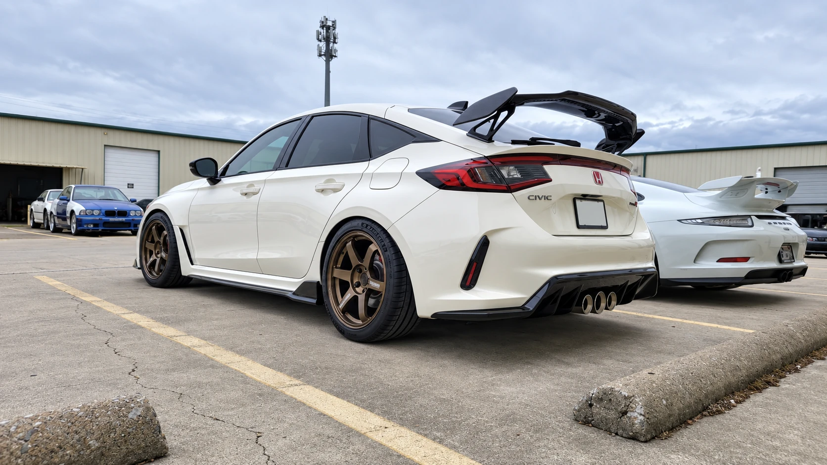 AI-generated view of a 2023 Honda Civic Type R with Volk Racing TE37 Saga S-Plus wheels