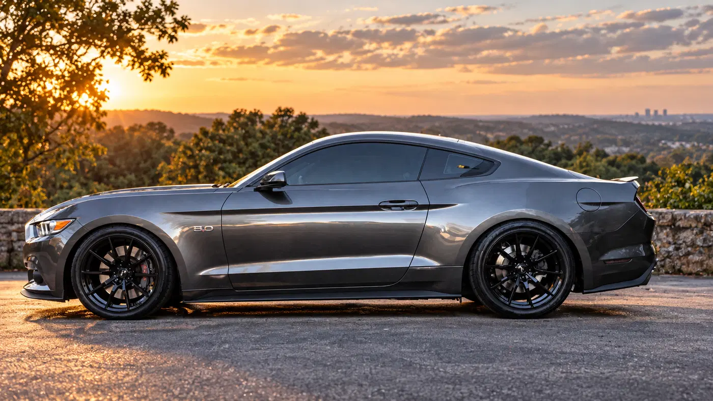 AI-generated view of a 2015 Ford Mustang GT PP with SVE S350 wheels