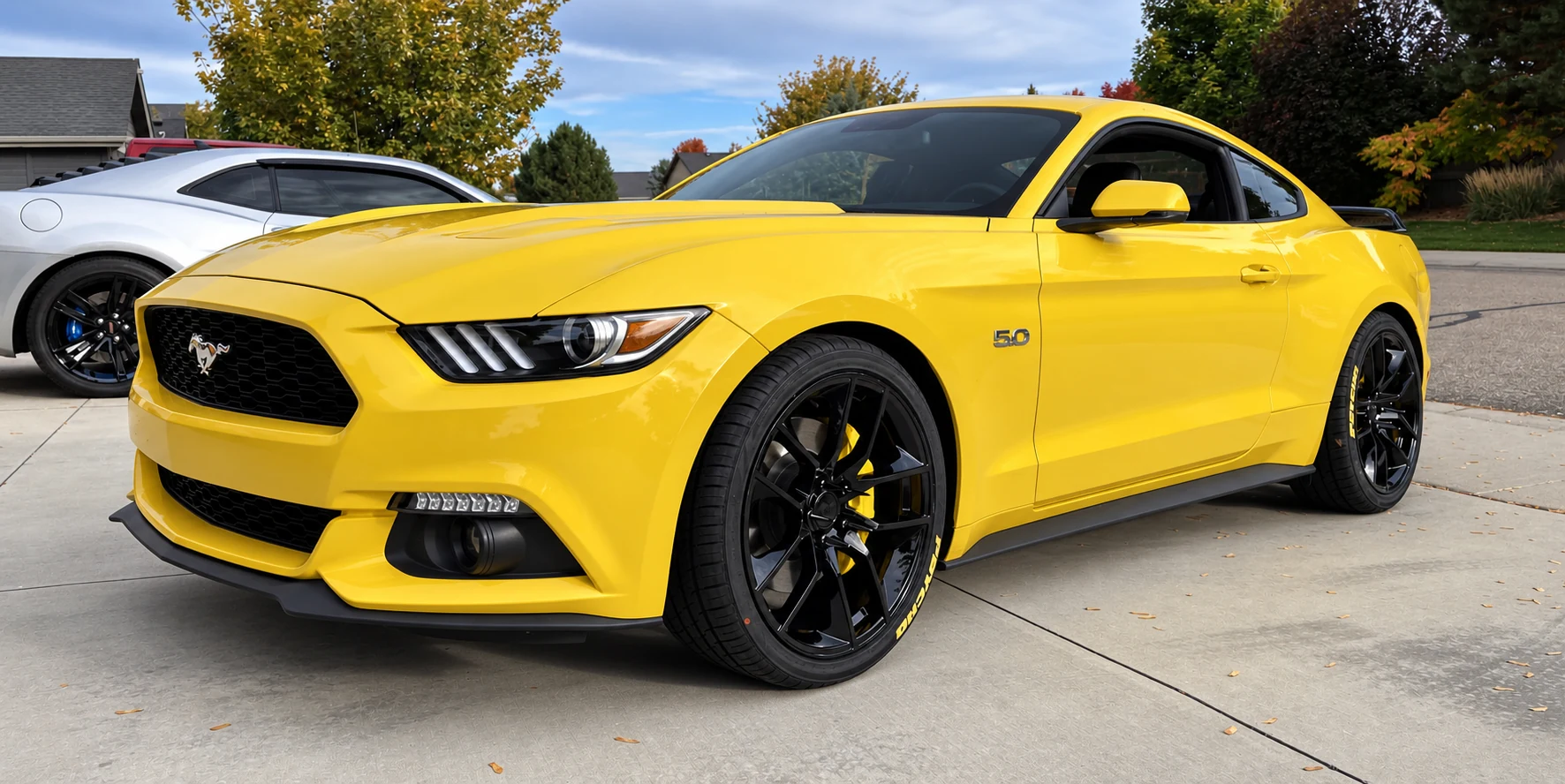 AI-generated view of a 2015 Ford Mustang GT Premium with American Muscle Magnetic style wheels